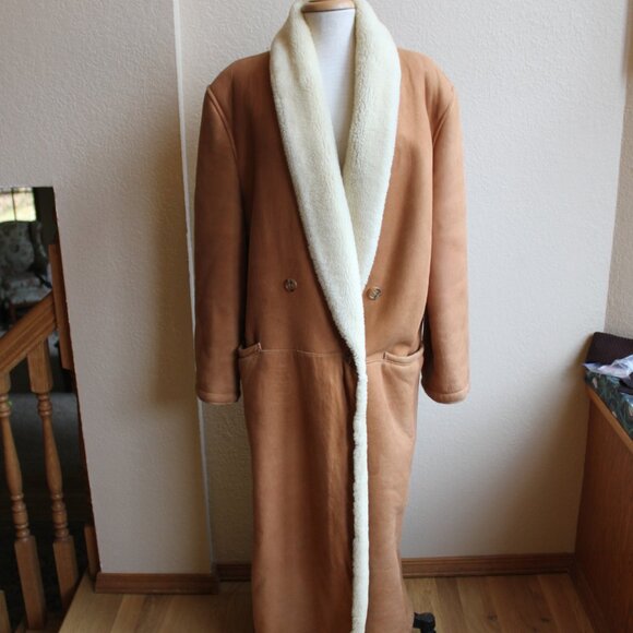 Sawyer Of Napa Jackets & Blazers - Vintage 80's Tan  Sawyer Napa Ca Women's Shearling Sheepskin Fur Long Coat 16